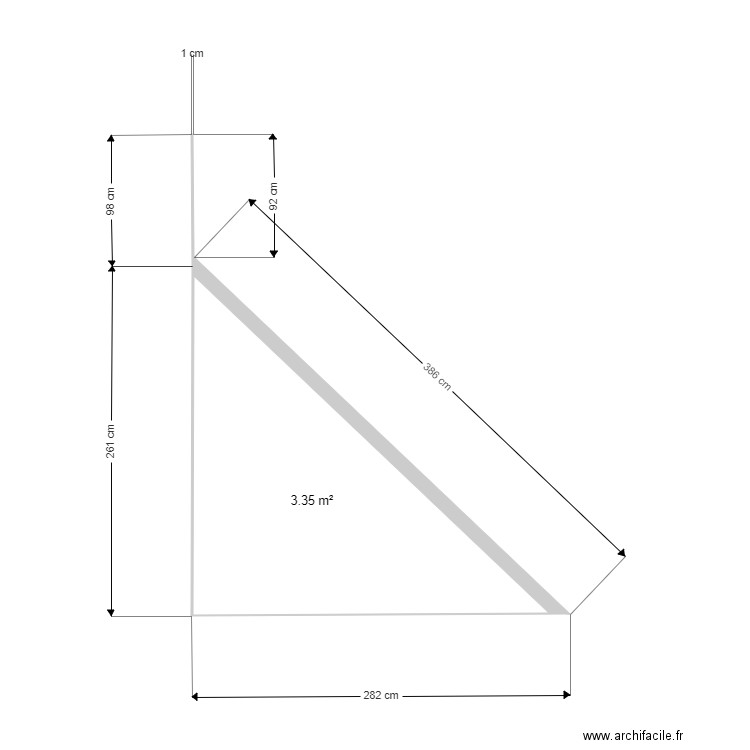 escalier. Plan de 1 pièce et 3 m2