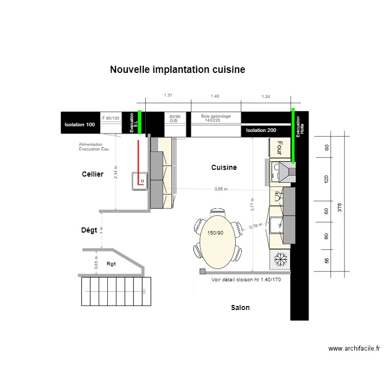 Nouvelle implantation  Meubles cuisine:. Plan de 0 pièce et 0 m2