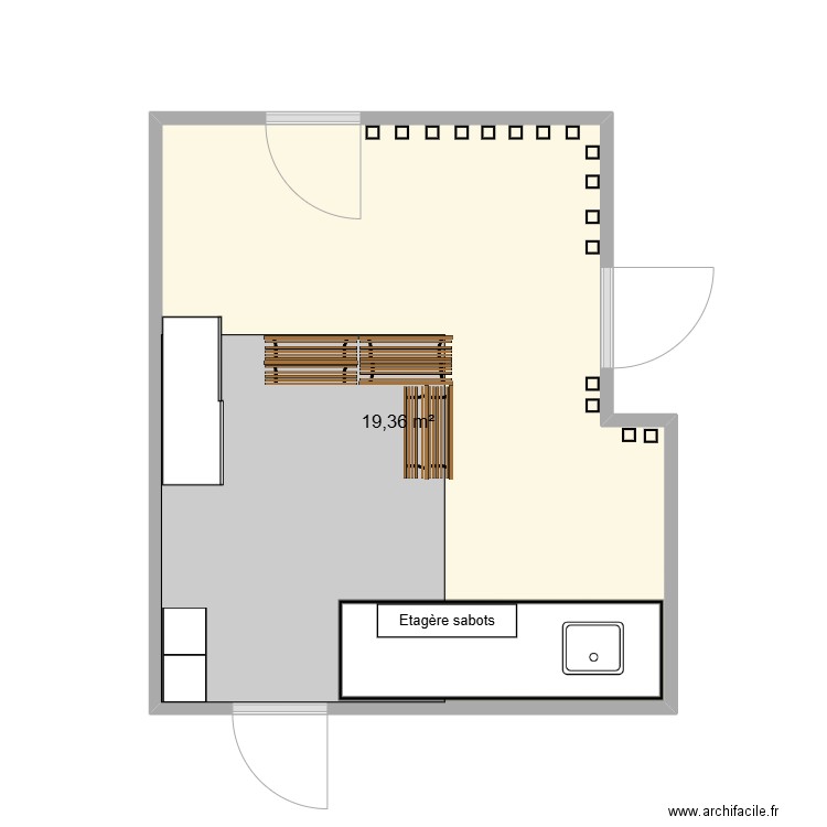 SAS606. Plan de 1 pièce et 19 m2