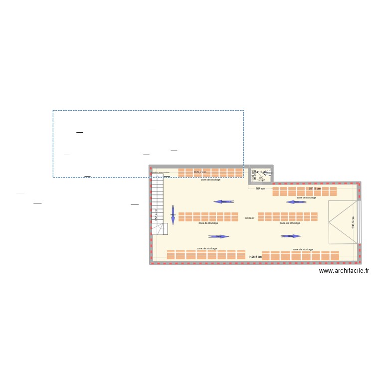 plan mag stockage. Plan de 2 pièces et 86 m2