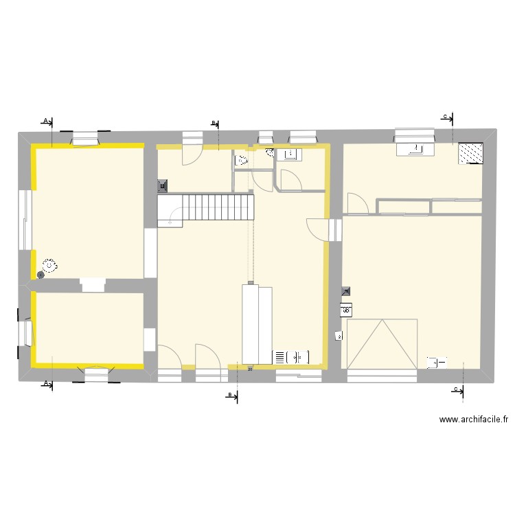 RDC_Electricité_plan vierge. Plan de 1 pièce et 154 m2