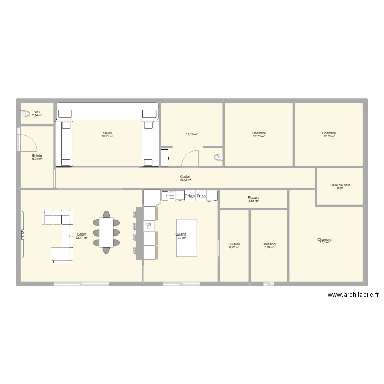 staigulin. Plan de 14 pièces et 172 m2