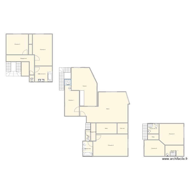 GONZALEZ. Plan de 22 pièces et 184 m2