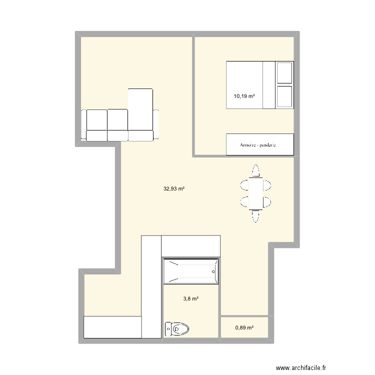 Appartement . Plan de 4 pièces et 48 m2