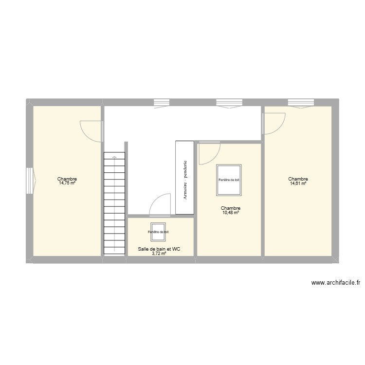 MESCHERS Etage. Plan de 4 pièces et 44 m2