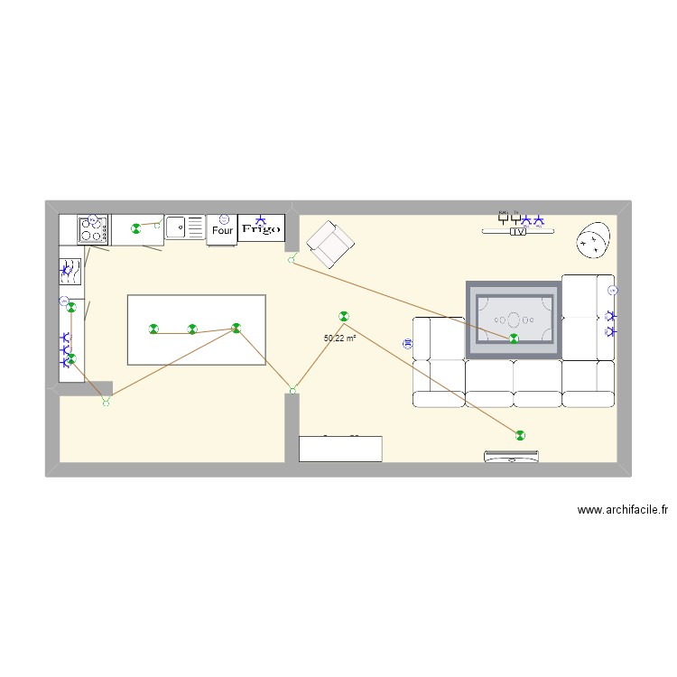 maison elec. Plan de 1 pièce et 50 m2