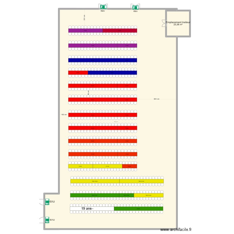 Banquet conscrits. Plan de 2 pièces et 1098 m2