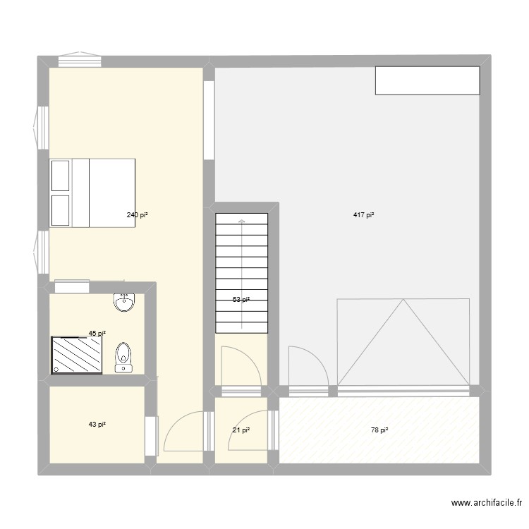 Terrain Jacquelin. Plan de 7 pièces et 83 m2