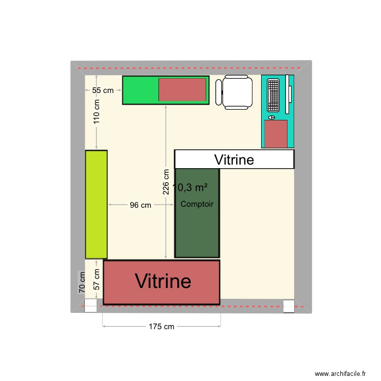 Local Mssalah 02. Plan de 1 pièce et 10 m2