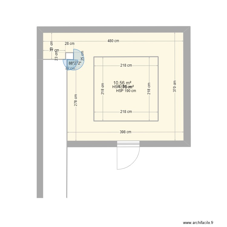 SPA. Plan de 2 pièces et 20 m2