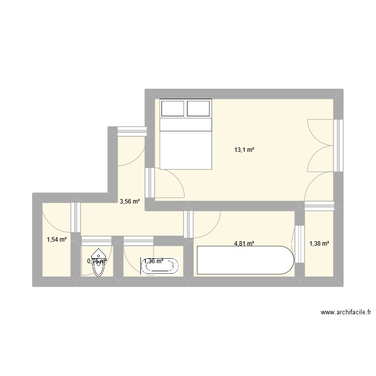 Appartement LCT 1. Plan de 7 pièces et 27 m2