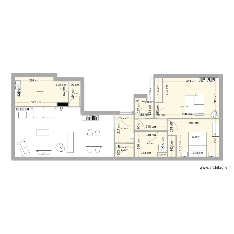 150 av d'italie. Plan de 11 pièces et 51 m2