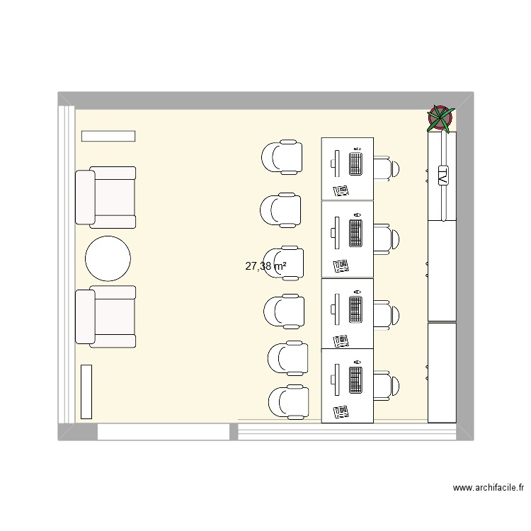 GRCT. Plan de 1 pièce et 27 m2