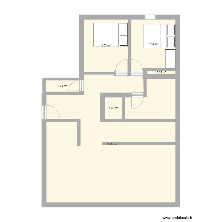 apart. Plan de 6 pièces et 68 m2