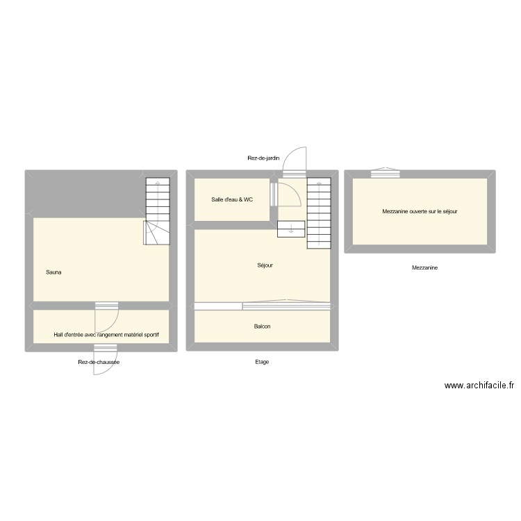 GR1328. Plan de 7 pièces et 59 m2