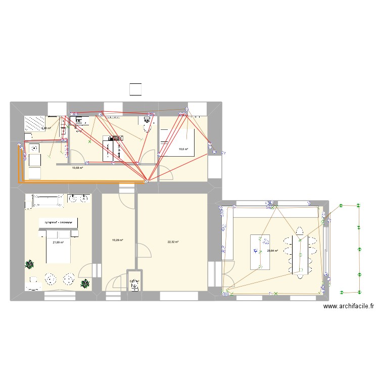 Longère - V1.2. Plan de 9 pièces et 124 m2