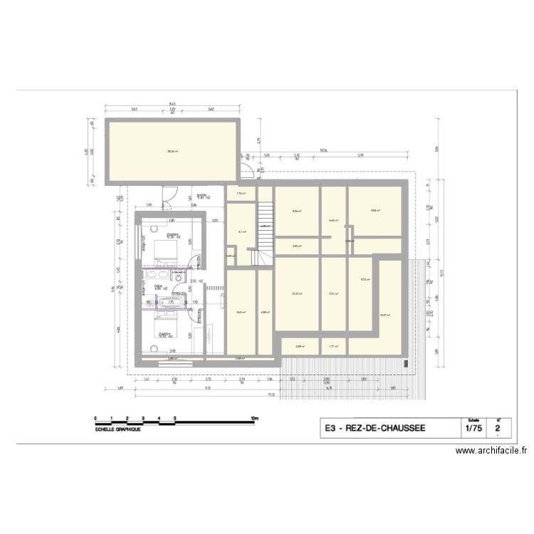 Maison Ben. Plan de 20 pièces et 129 m2