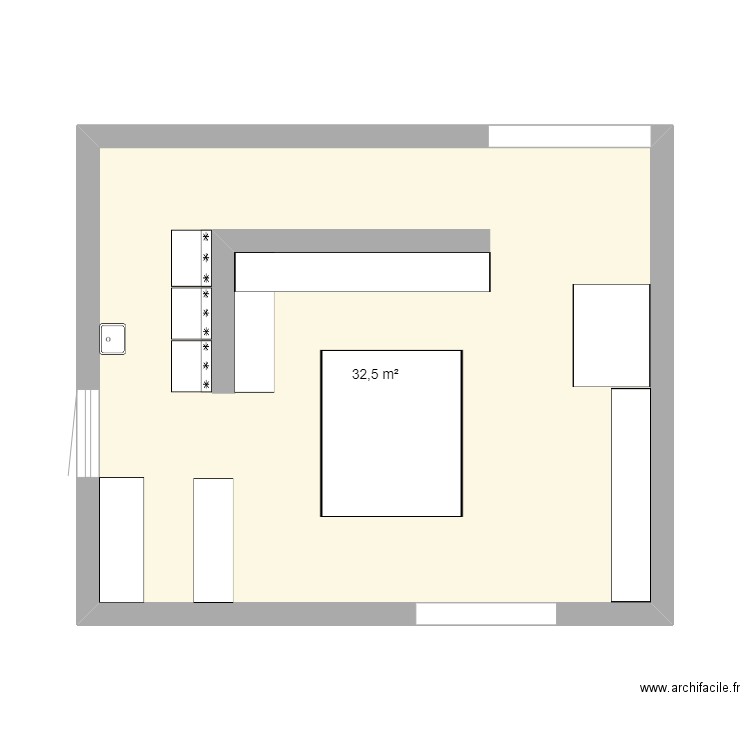 marché du pain. Plan de 1 pièce et 33 m2