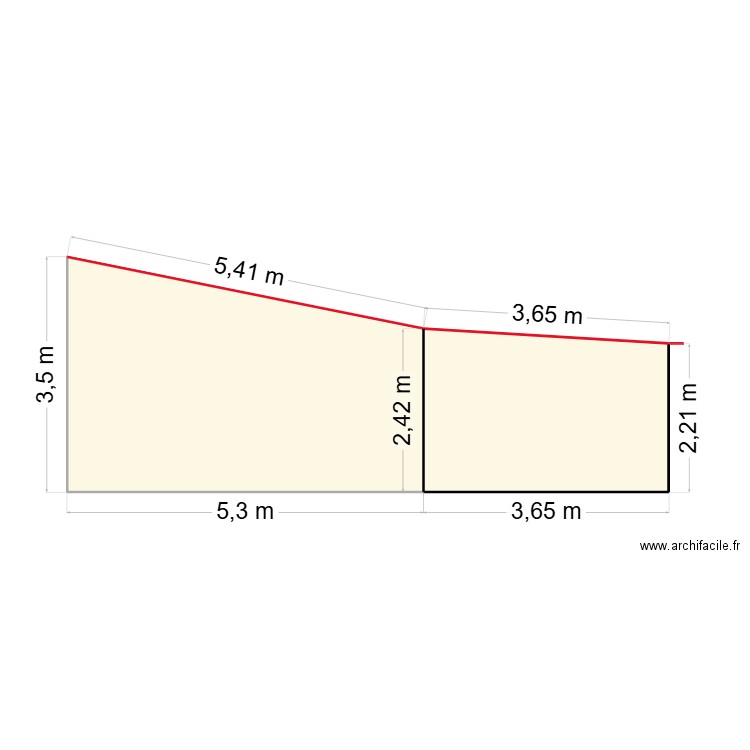 hangar +1m. Plan de 2 pièces et 24 m2