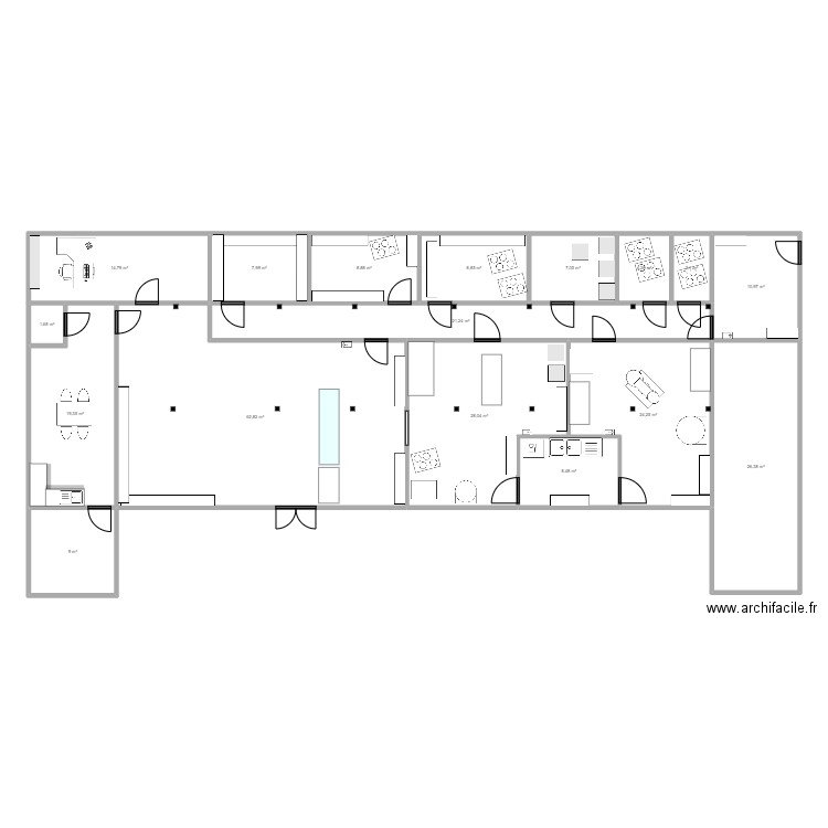 Plan ak 2. Plan de 17 pièces et 267 m2