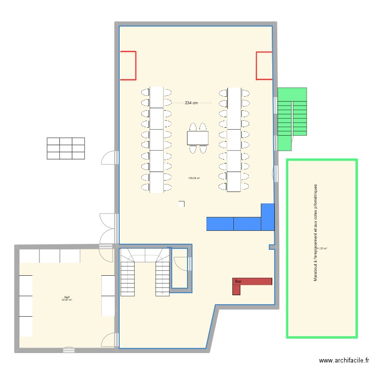 Plan Table Mariage ClaudIsa 2025 V1. Plan de 3 pièces et 234 m2