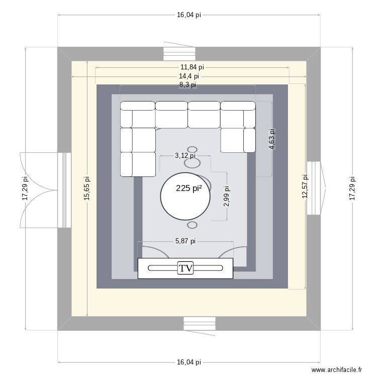 dessin. Plan de 1 pièce et 21 m2