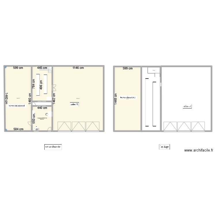 projet de mezzanine Cousin. Plan de 6 pièces et 404 m2