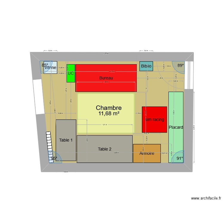 CH1b. Plan de 1 pièce et 12 m2