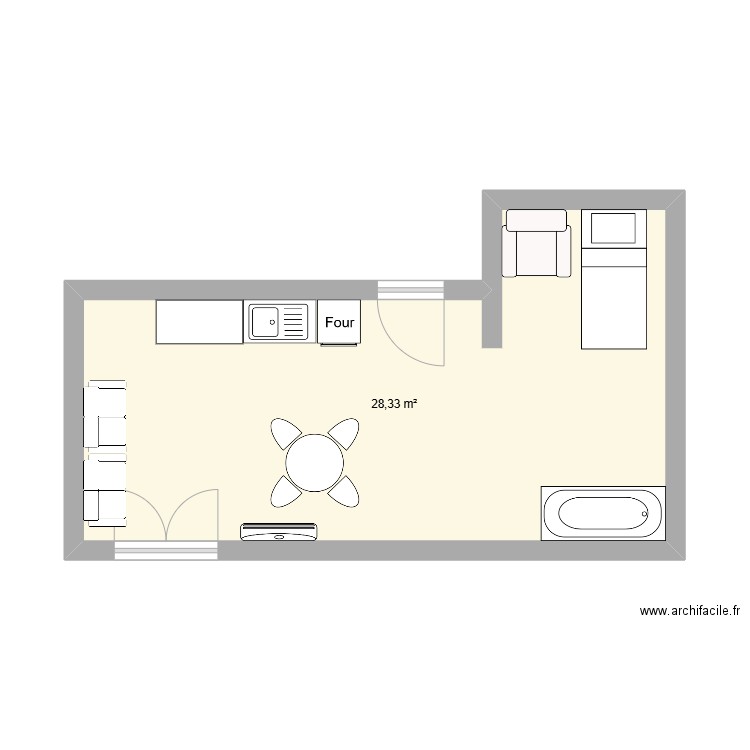 Projet Hajji. Plan de 1 pièce et 28 m2