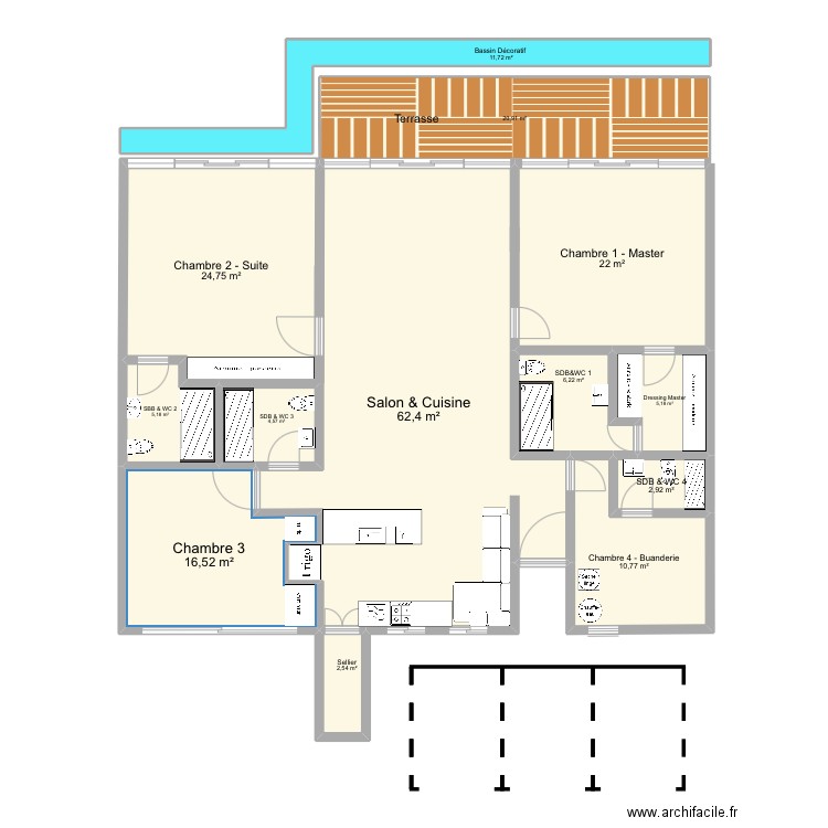 Home - Working File. Plan de 13 pièces et 196 m2