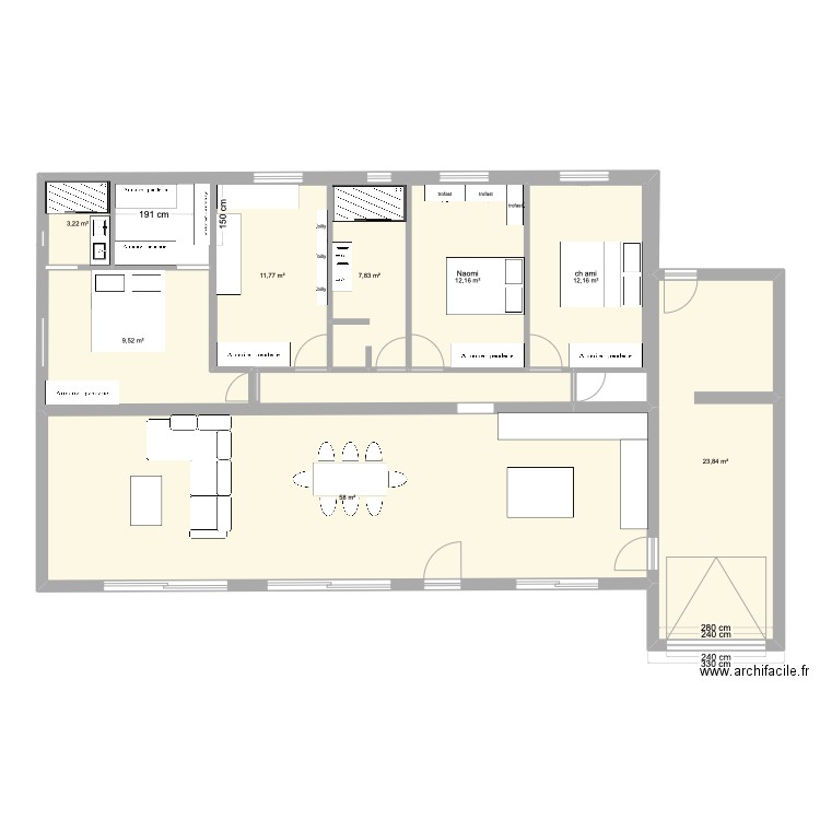 maison. Plan de 8 pièces et 143 m2