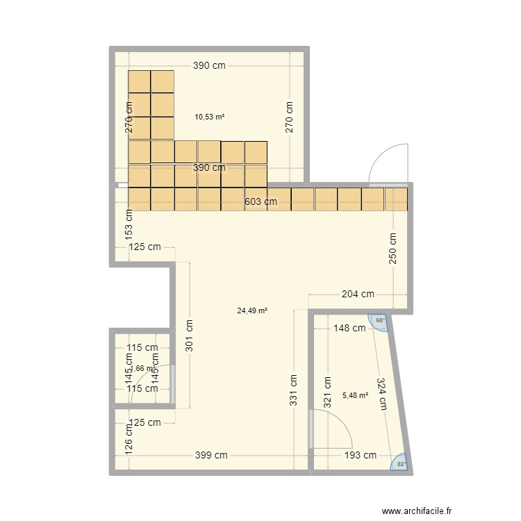 CUISINE. Plan de 4 pièces et 42 m2