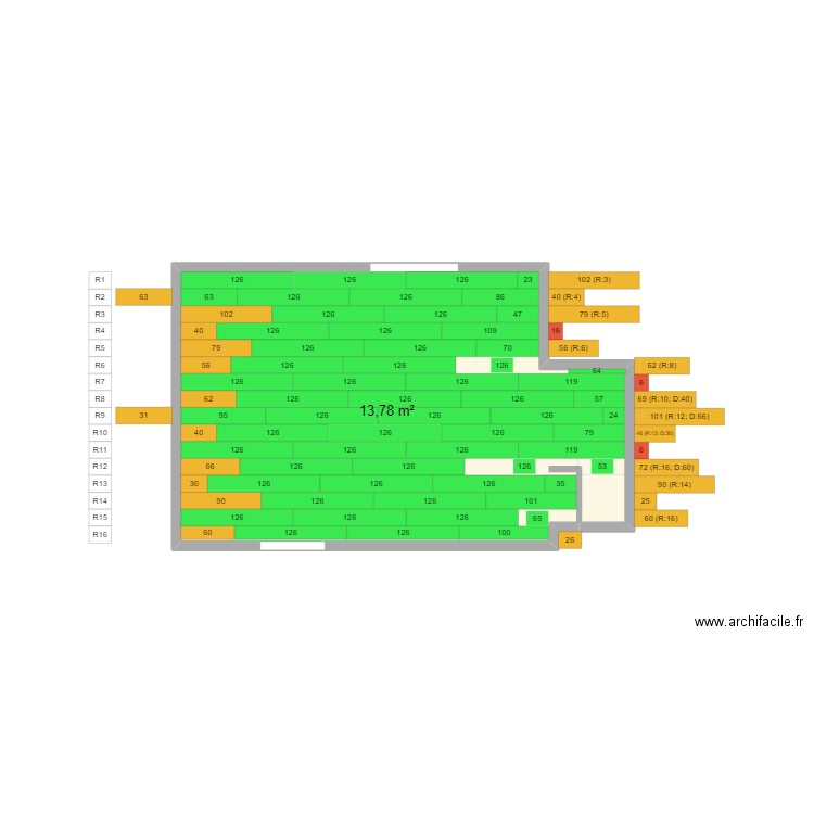 Chambre parentale V2. Plan de 1 pièce et 14 m2