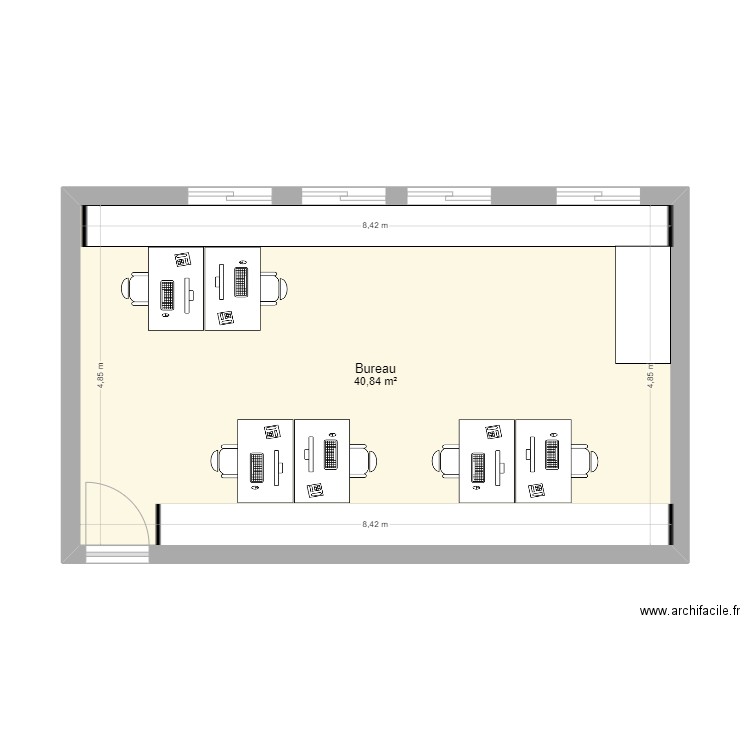 atelier. Plan de 1 pièce et 41 m2