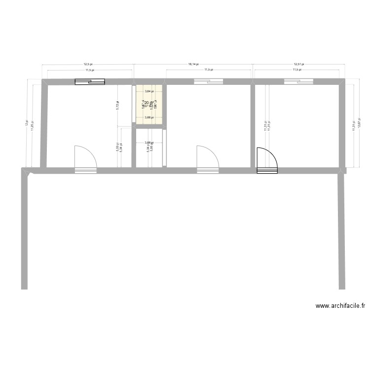 Agrandissement. Plan de 1 pièce et 2 m2