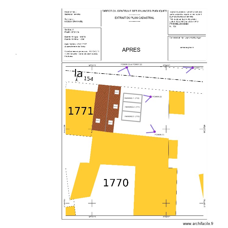 plan cadastral 1/200 apres 2. Plan de 3 pièces et 34 m2