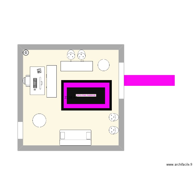 pink parebrise. Plan de 1 pièce et 23 m2