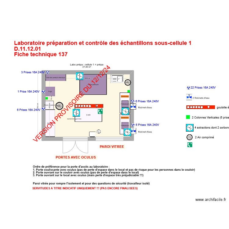 Fiche 137_labo préparation et controle échantillon ss cellule 1 V5. Plan de 1 pièce et 27 m2