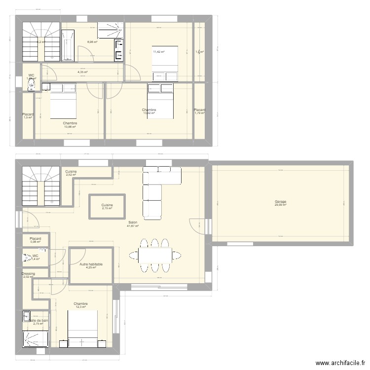 Plan escalier coin. Plan de 21 pièces et 165 m2