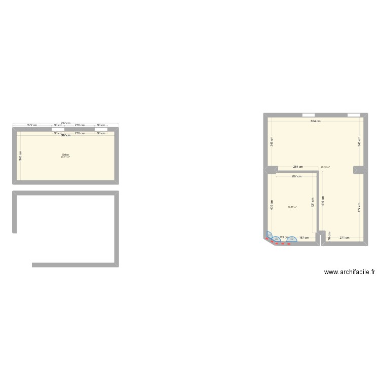 maisonnette de bogosse. Plan de 1 pièce et 57 m2