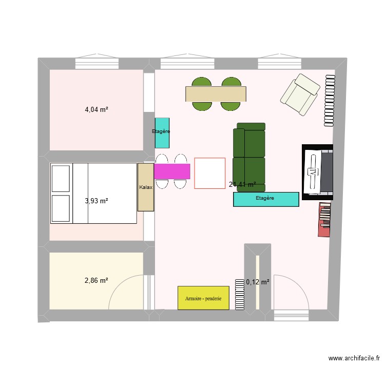 Projet 1. Plan de 5 pièces et 32 m2