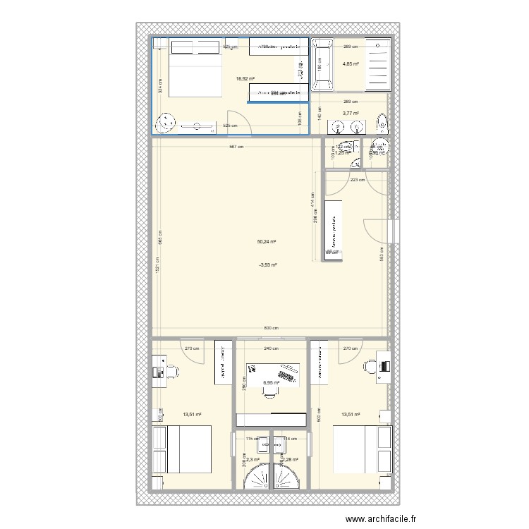 Plan 1. Plan de 12 pièces et 238 m2