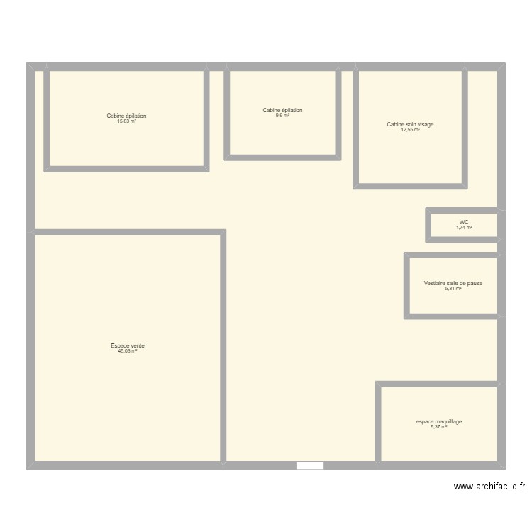 réaménagement institut 1. Plan de 8 pièces et 182 m2