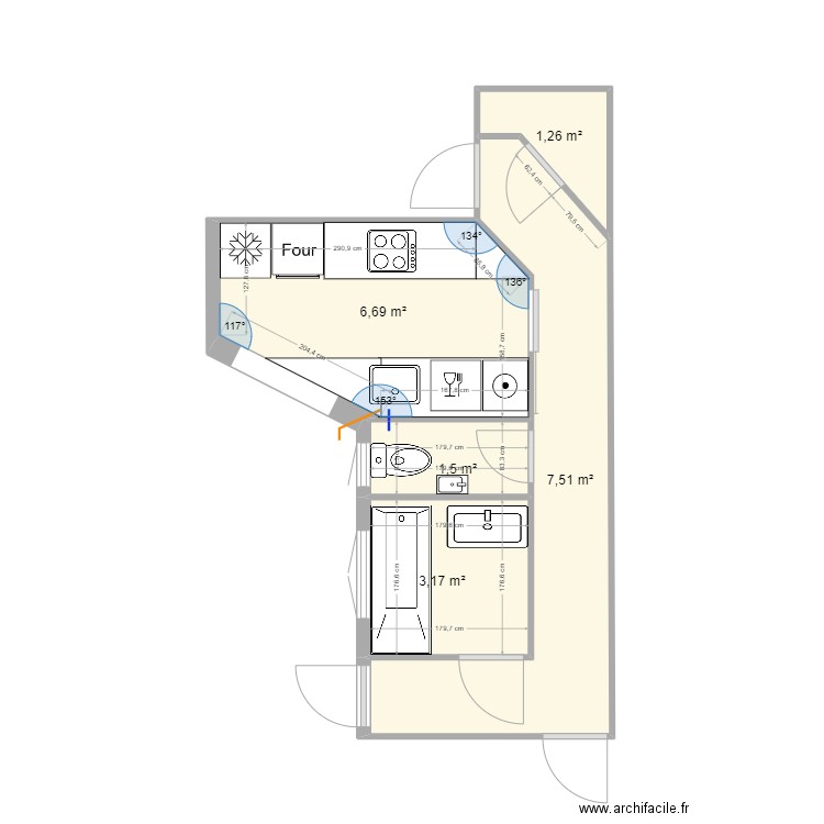 cuisine 37C new2. Plan de 5 pièces et 20 m2