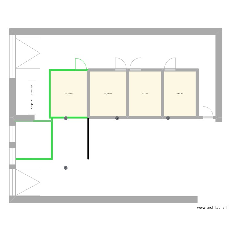 ecurie. Plan de 4 pièces et 42 m2