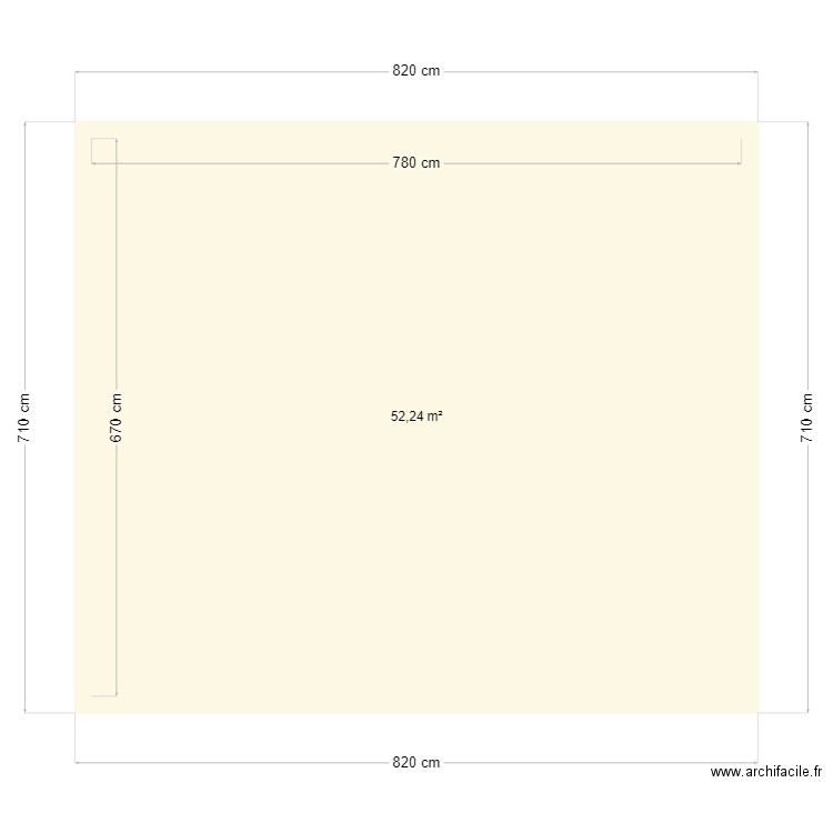 plan. Plan de 1 pièce et 52 m2