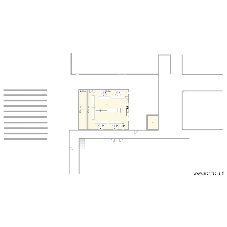 implantation. Plan de 3 pièces et 133 m2