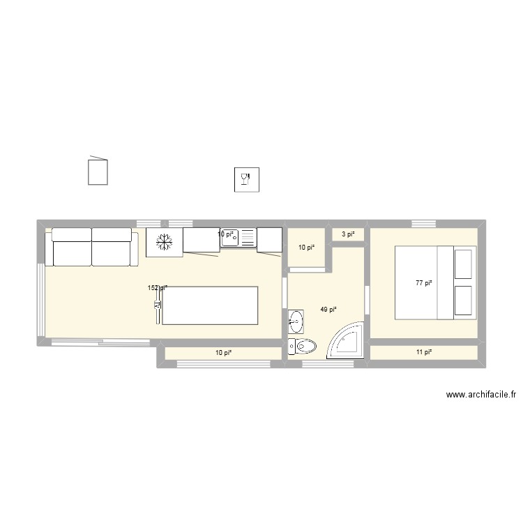 Mini-maison 2. Plan de 8 pièces et 30 m2