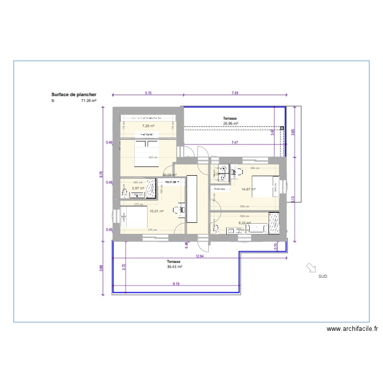 serthtr. Plan de 13 pièces et 192 m2