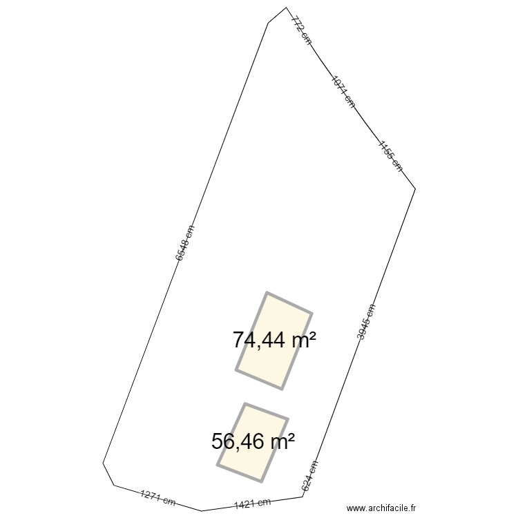 CADASTRE. Plan de 2 pièces et 131 m2